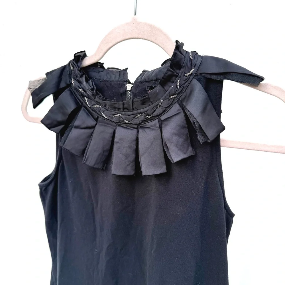 Y2K Black & Grey Ruffle Studded Office Siren Dress Size Medium - Picture 2 of 5
